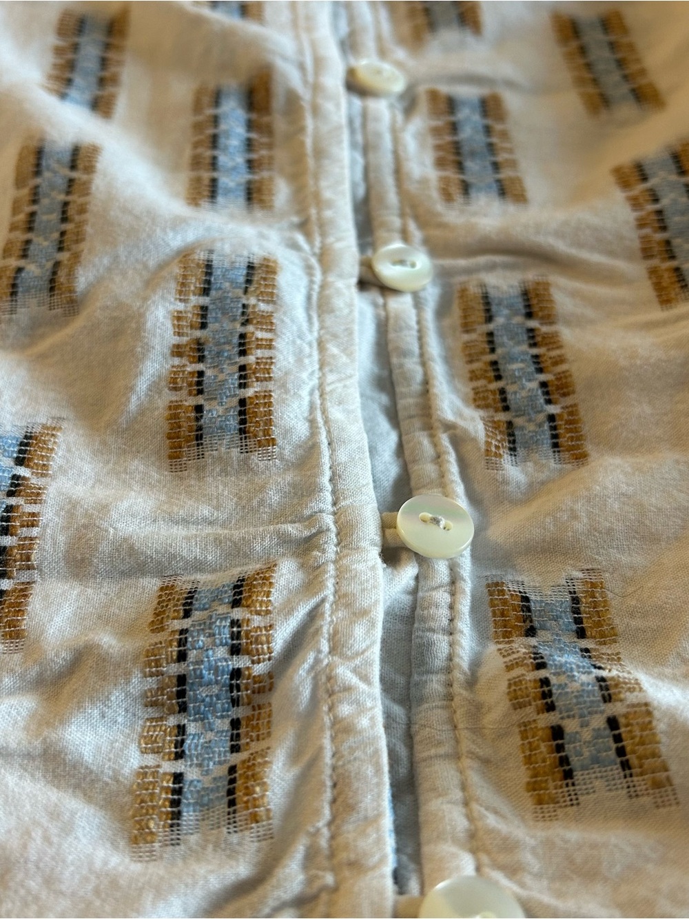 Pure Jill white 3/4 sleeve embroidered button down tunic top size L - Picture 2 of 13